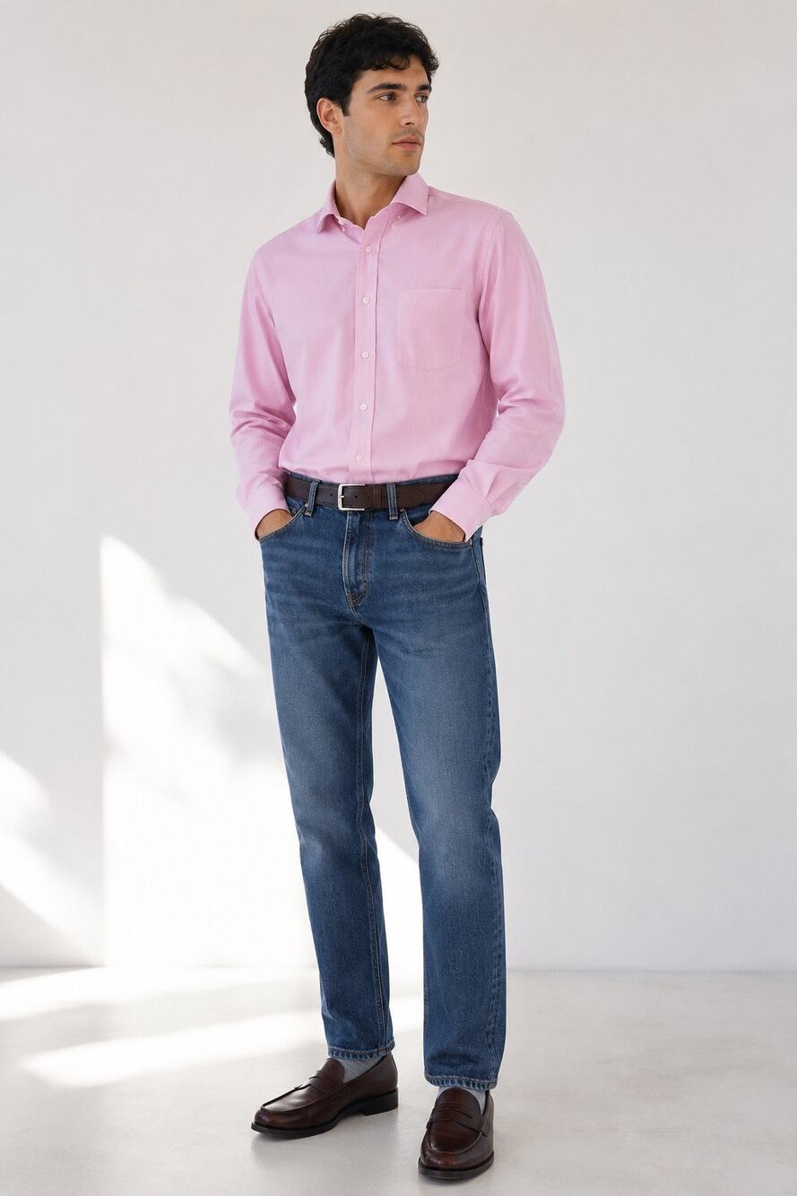 Johnston & Murphy Pink Button Up Dress Shirt Sz Large 100% Cotton